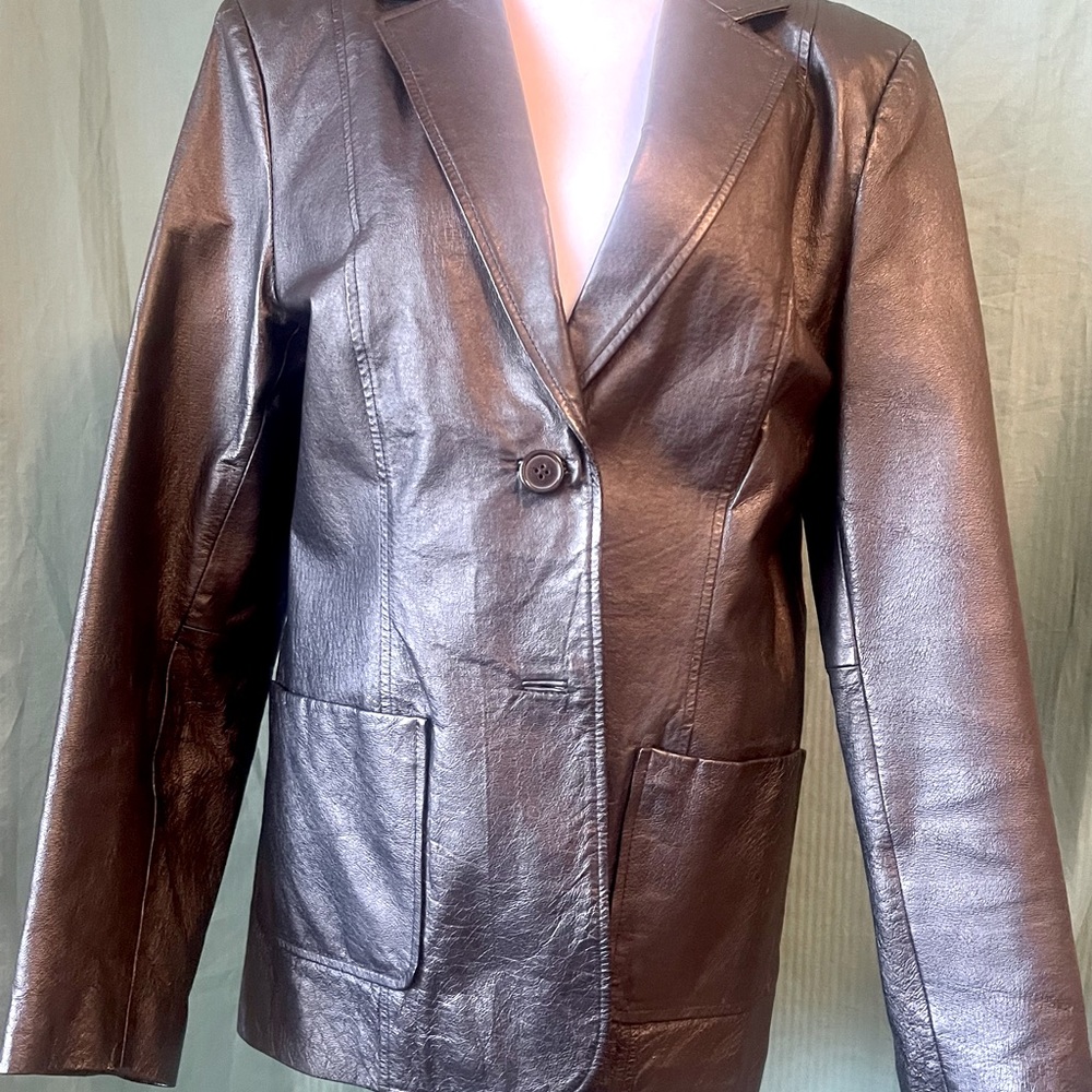 Ladies black leather blazer